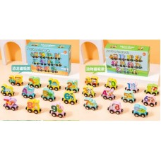 Дерев'яний потяг на магнітах цифри з твавринами 